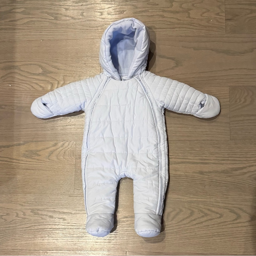 Jacadi Soft Blue Quilted Hooded Footie